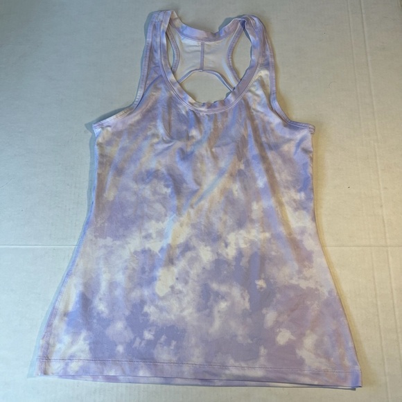 Athleta Tops - Athleta Sz Small Tie Dye Purple White Tank Racerback Open Back